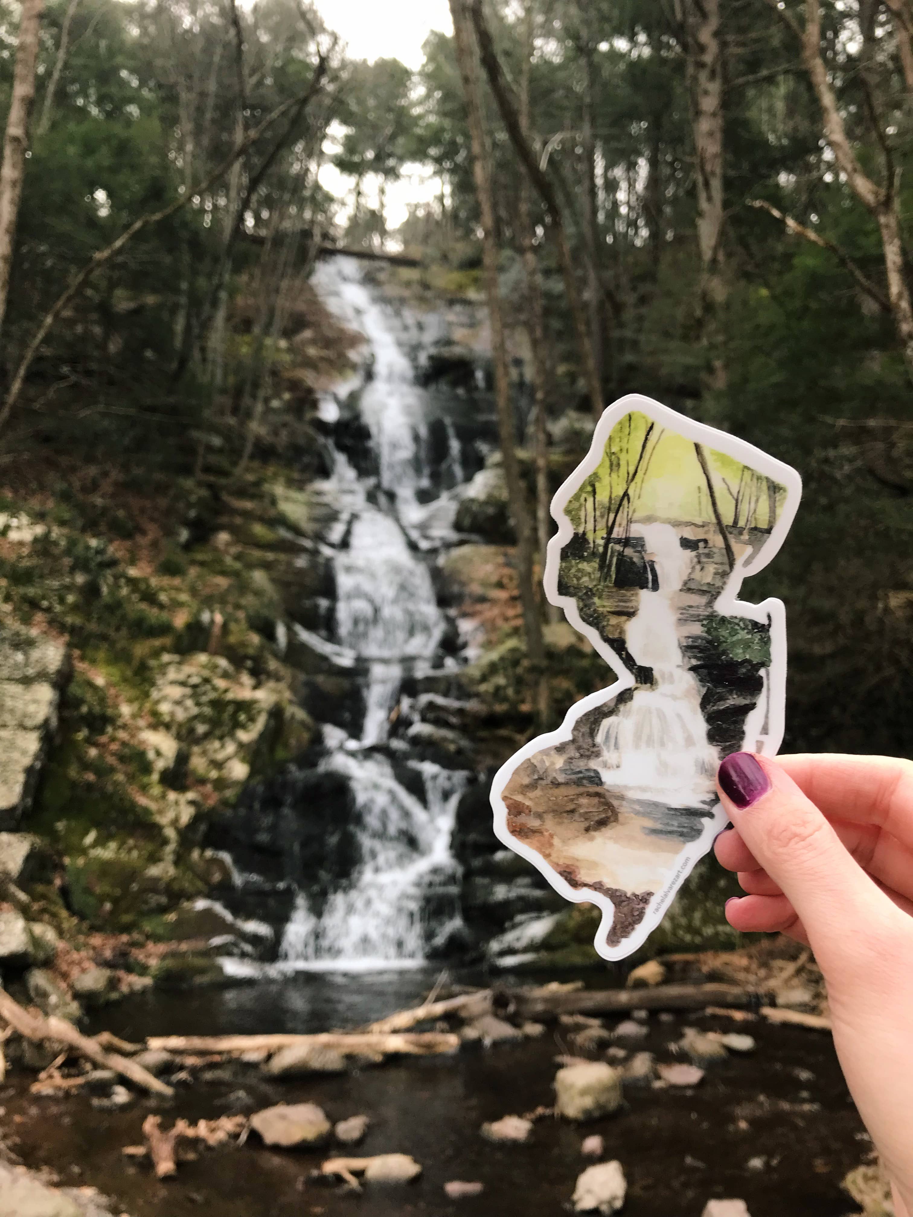 Rachel Alvarez Art - Wholesale Sticker - Buttermilk Falls New Jersey Vinyl Decal Sticker - Large0