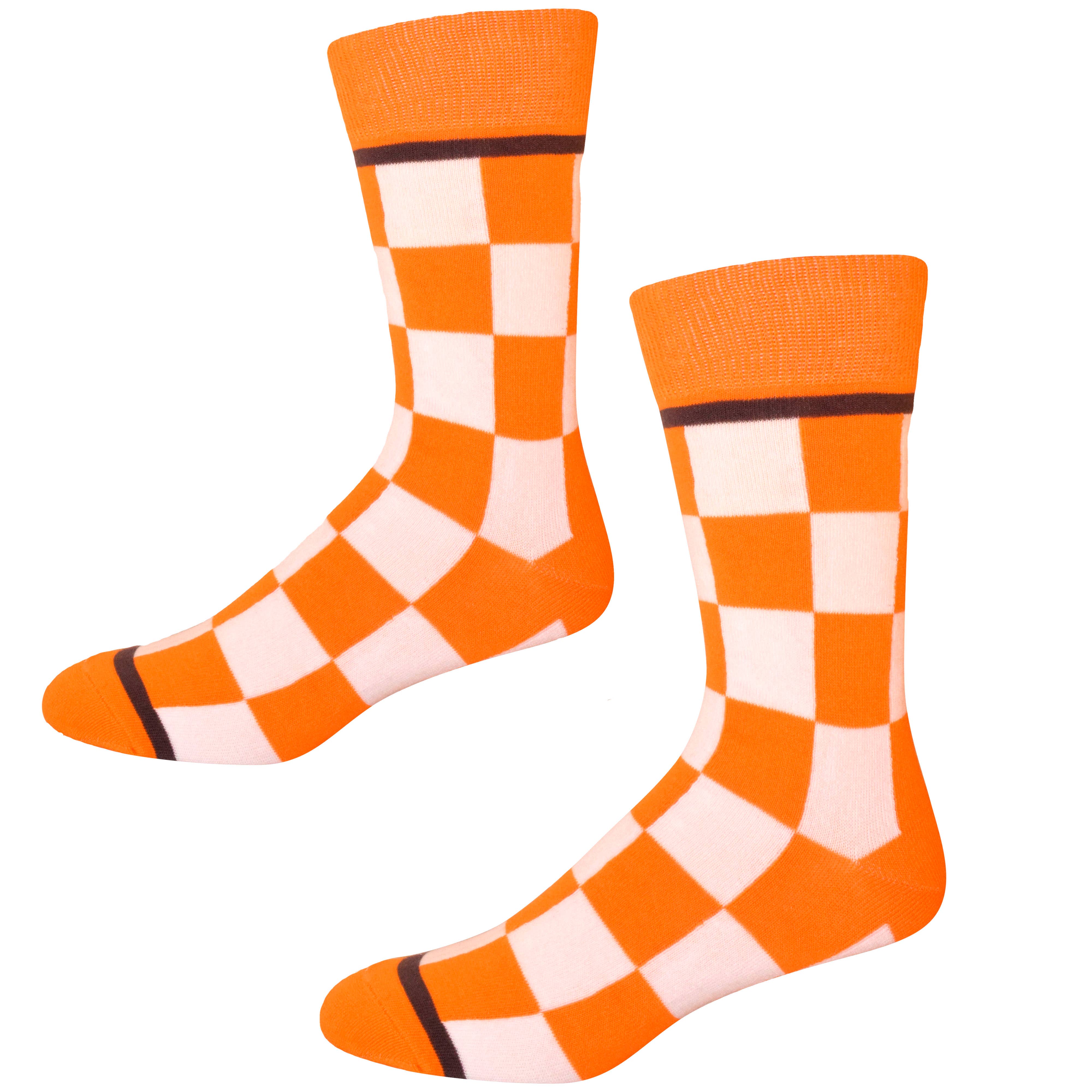 Buy Socks You All - Vendita all'ingrosso Calzini - Uomo - Calzini da uomo Tennessee Checkerboard in arancione e bianco2