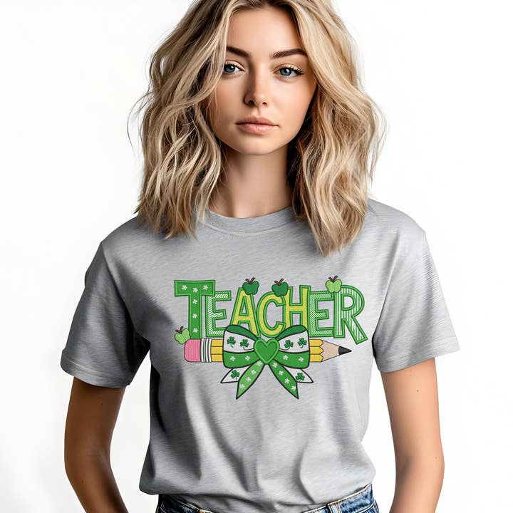 Teacher St. Patrick’s Day T-Shirt | Lucky Teacher Pencil for wholesale by JAC Wholesale