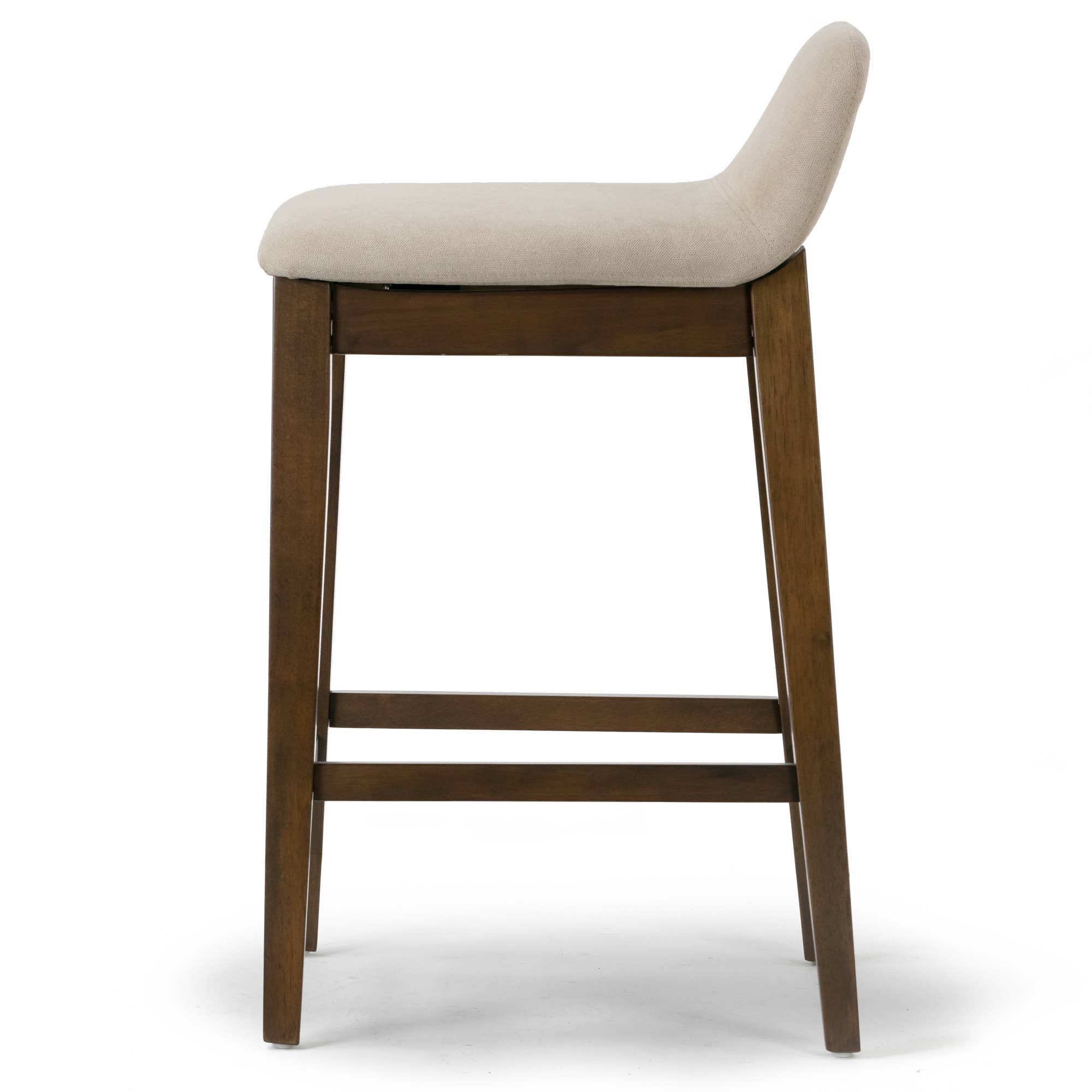 Glamour Home - Vente Tabouret - Ensemble de 2 tabourets de comptoir Atia en bois d'hévéa avec siège en tissu4