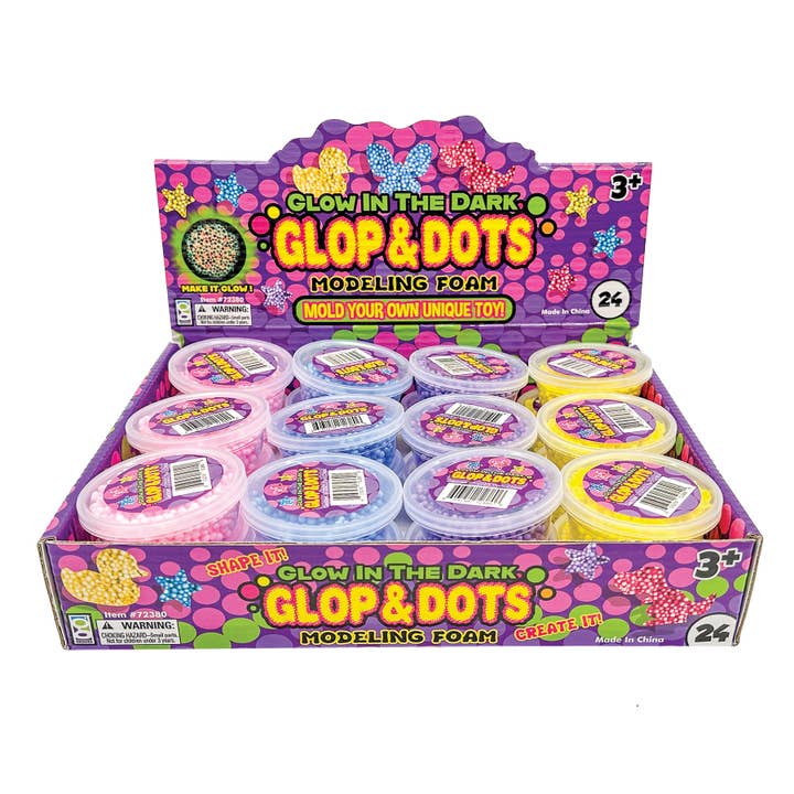 Geddes - Wholesale Putty/Slime - Kids - GLOW IN THE DARK GLOPS N DOTS MODELING FOAM 24/DSP3
