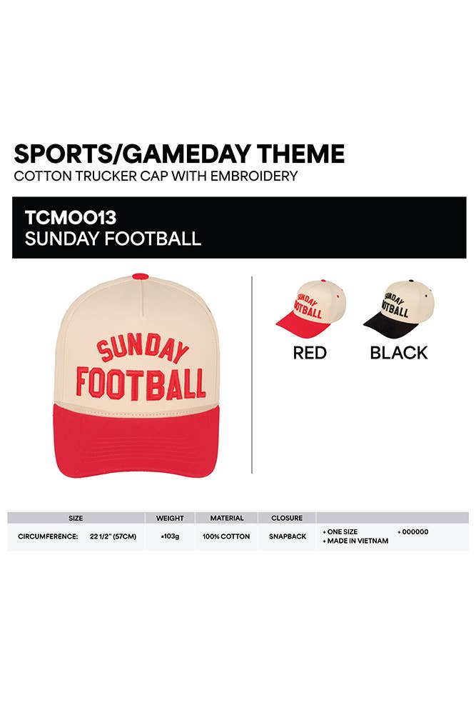 Hana - Wholesale Trucker Hat - Women's - C.C SUNDAY FOOTBALL Embroidered Trucker Cap 7