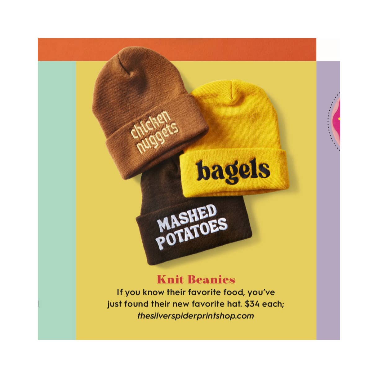 The Silver Spider – wholesale Mössa - Dam – Bagels stickad mössa Vinterhatt Tillverkad i Amerika usa foodie5