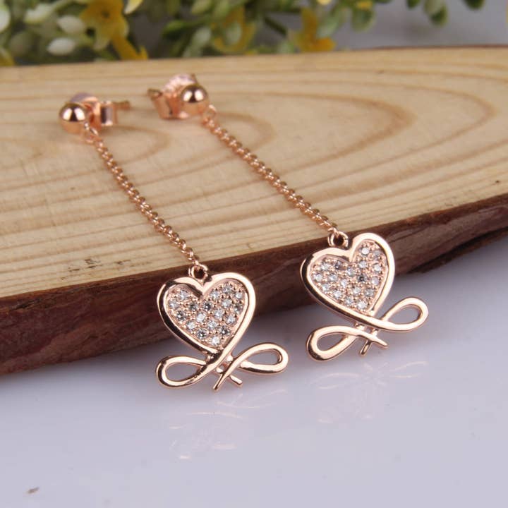 Dropstone örhängen rosa för wholesale av My Olivia