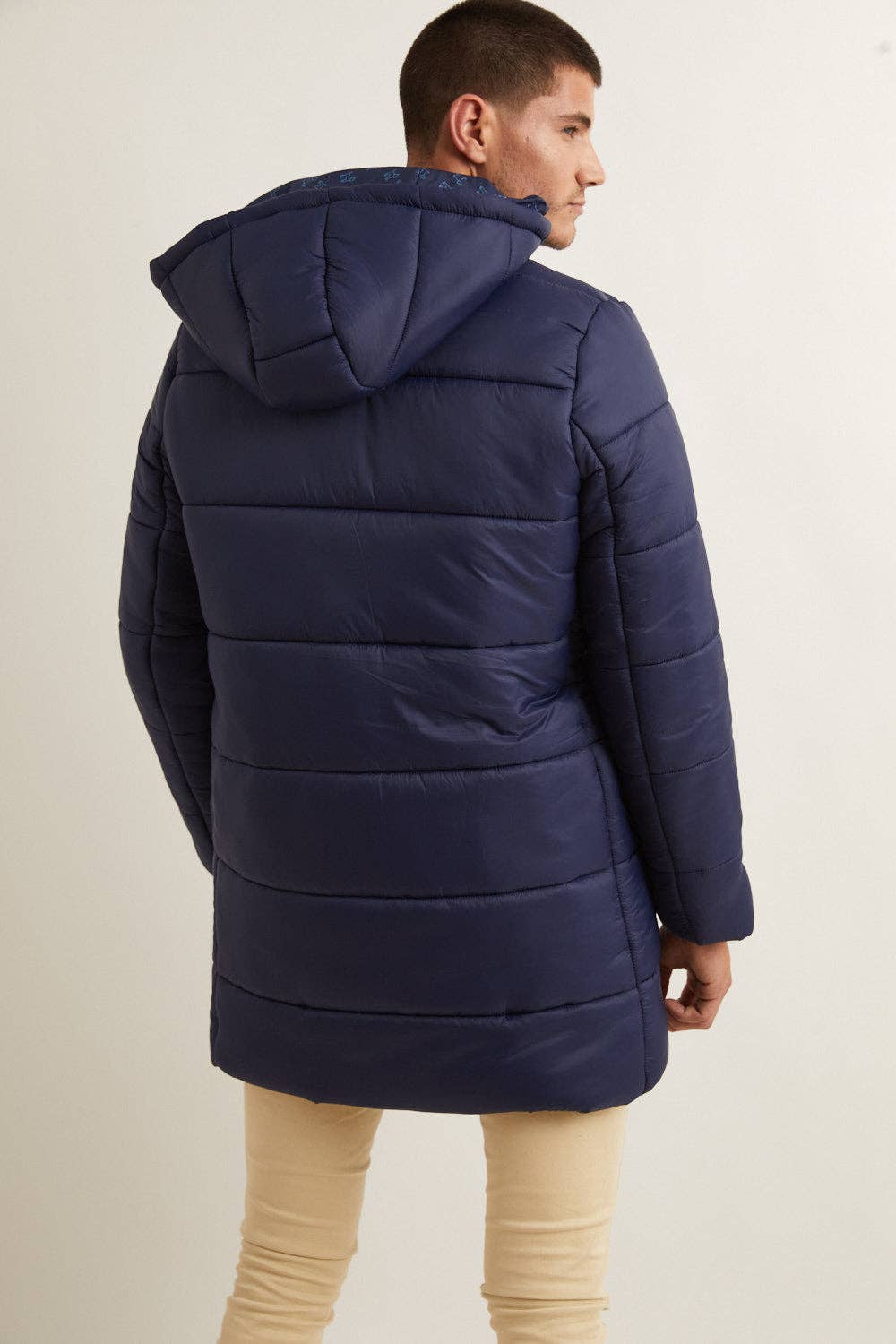 williot - Vendita all'ingrosso Piumino - Uomo - Cappotto imbottito blu navy con cappuccio staccabile6