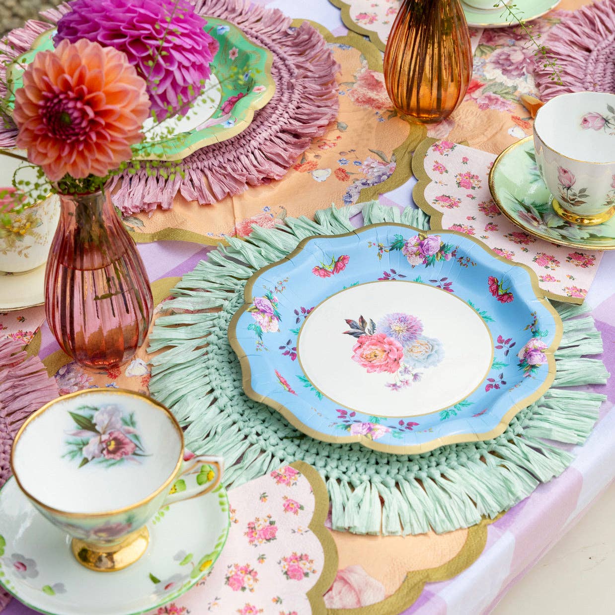 Talking Tables USA - Wholesale Disposable Plate - Mixed Floral Paper Plates - 12 Pack | Tea Party |7