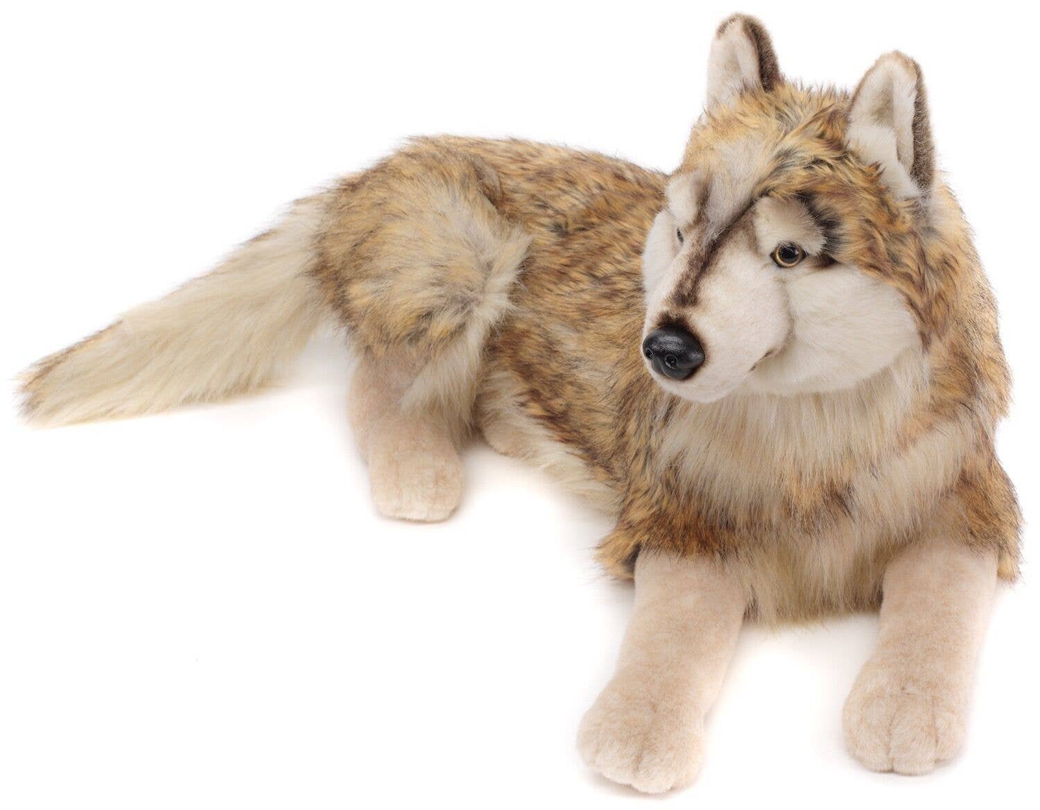 Uni Toys - Vente Peluche – enfant et bébé - Loup allongé - 100 cm de long - peluche douce et réaliste