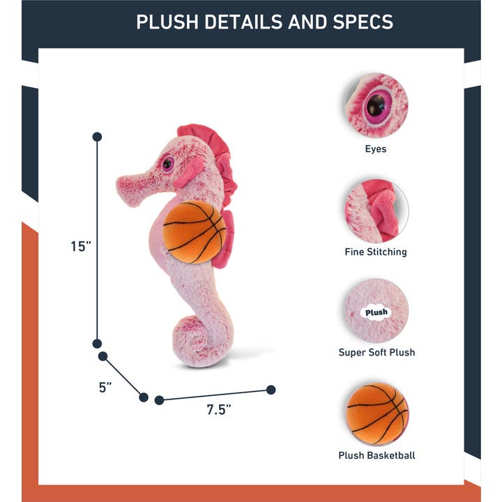Cota Global – Großhandel Kuschel-/Plüschtier – Kind & Baby – Plüsch-Basketball - Superweiches Plüsch - Seepferdchen