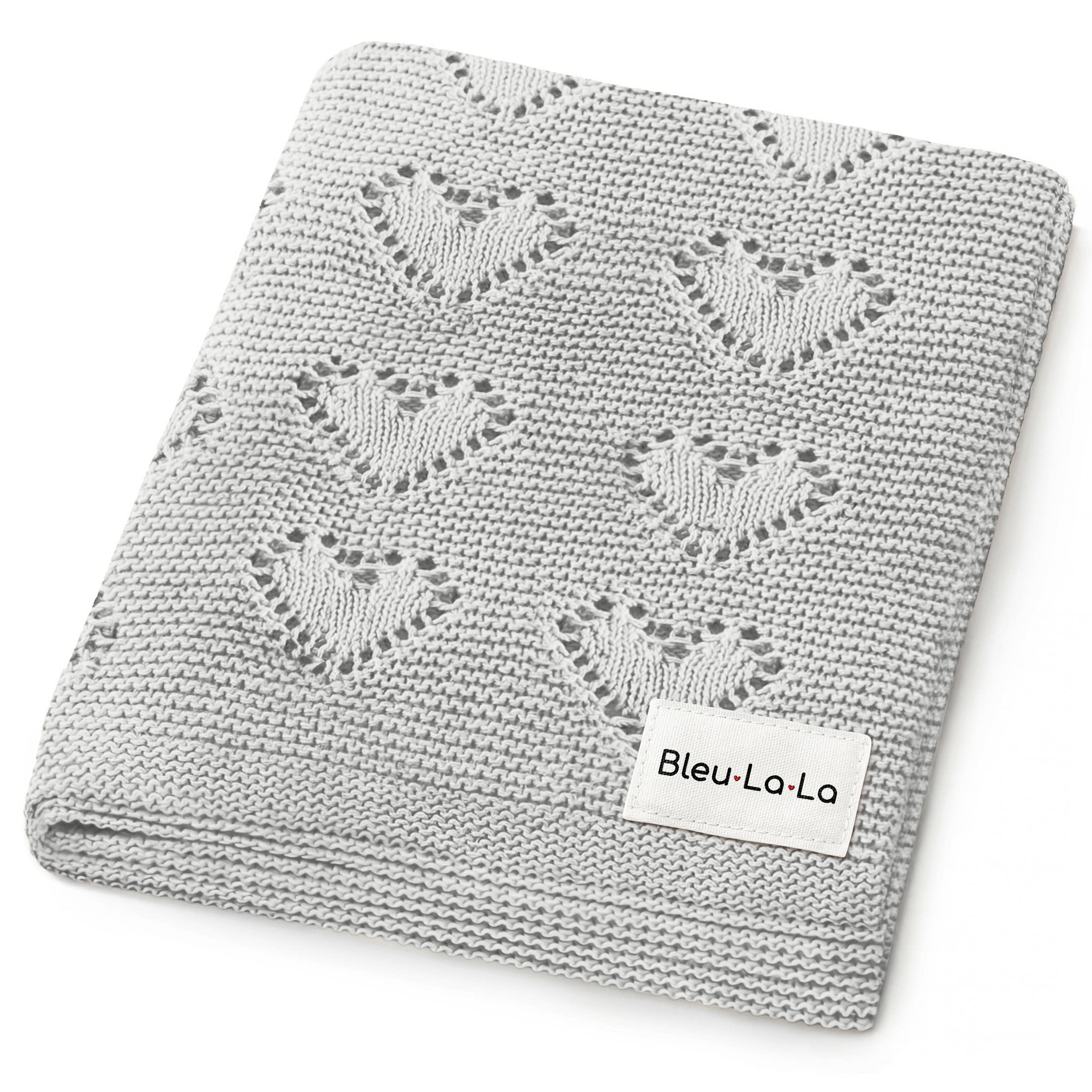 Bleu La La - Wholesale Receiving Blanket - Baby - 100% Luxury Cotton Receiving Swaddle Baby Blanket - Heart2