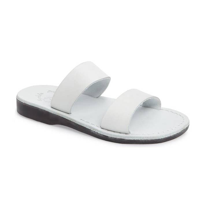 Aviv - Sandale aus Leder mit weitem Riemen | Weiß für den Großhandel von Jerusalem Sandals