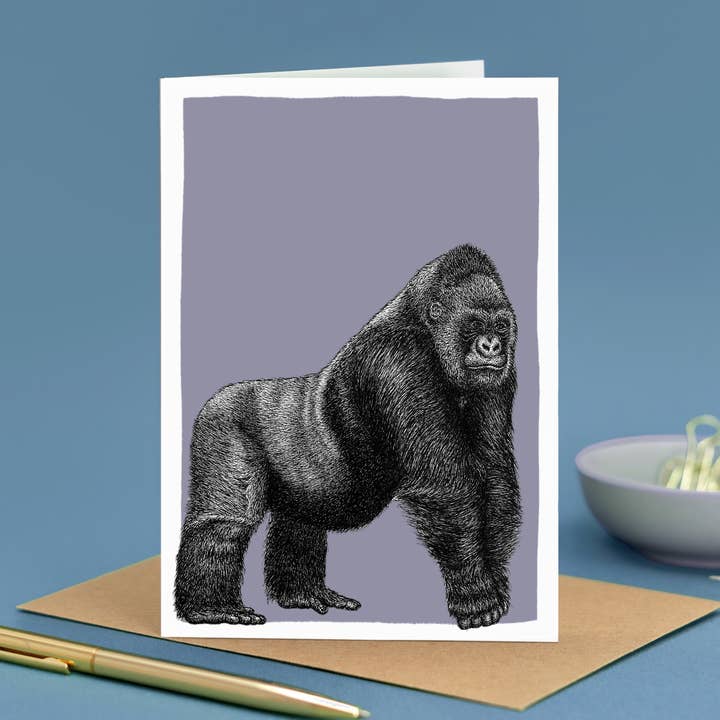 Gorilla Notecard - Djurkonstkort//Blank Wildlife Notelet för wholesale av Wild Lines