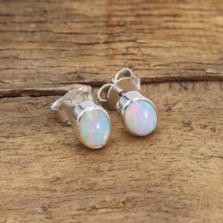 Jay Jools - Wholesale Stud/Post Earrings - Ethiopian Opal Stud Earrings: 925 Silver Handmade Jewelry8
