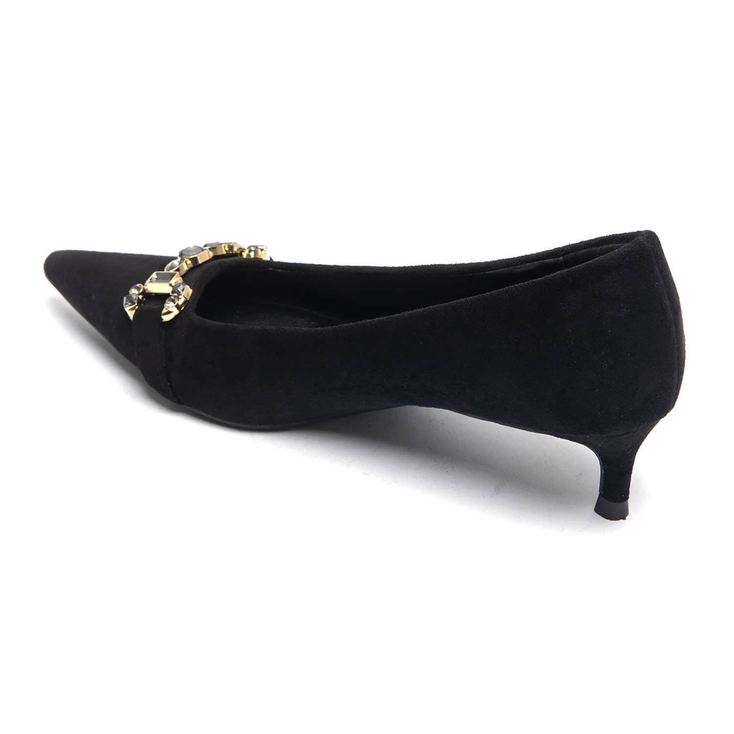 No Doubt Shoes – wholesale Low heels – Women′s – POINTED TOE GEMSTONE PUMP HEEL WITH GOLD CHAIN PARTY SANDALS4