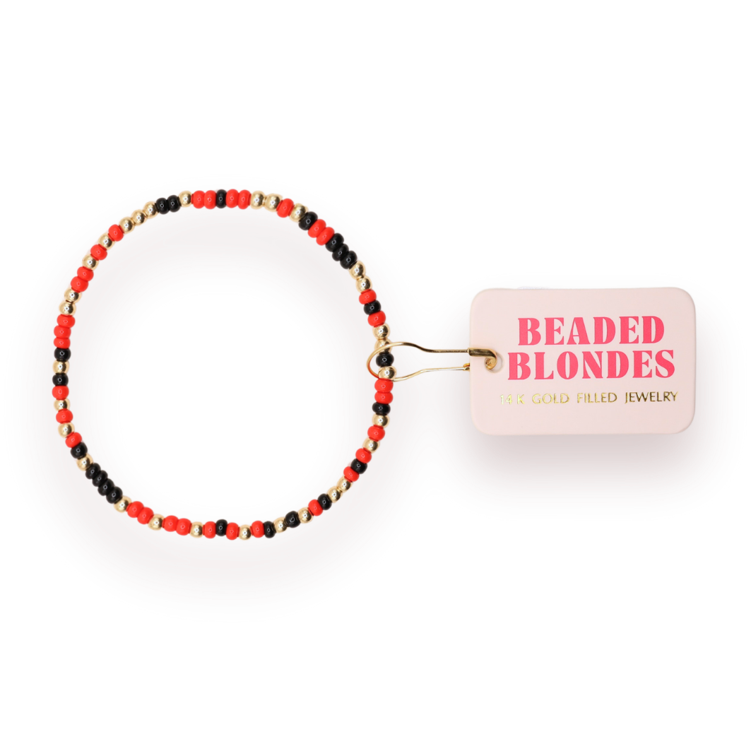Beaded Blondes - Vendita all'ingrosso Bracciale con perline - Spruzzino rosso e nero per il giorno della partita0