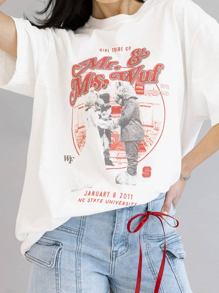 North Carolina State University: Mr and Ms Wuf Vow Renewal Tee for wholesale by Girl Tribe Co