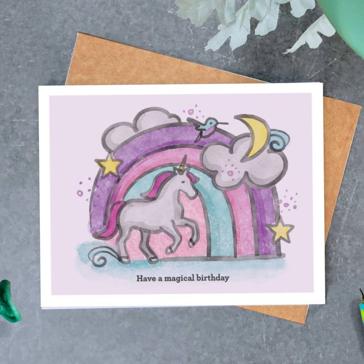 Magical Unicorn Birthday Card for wholesale by Brightspot Design