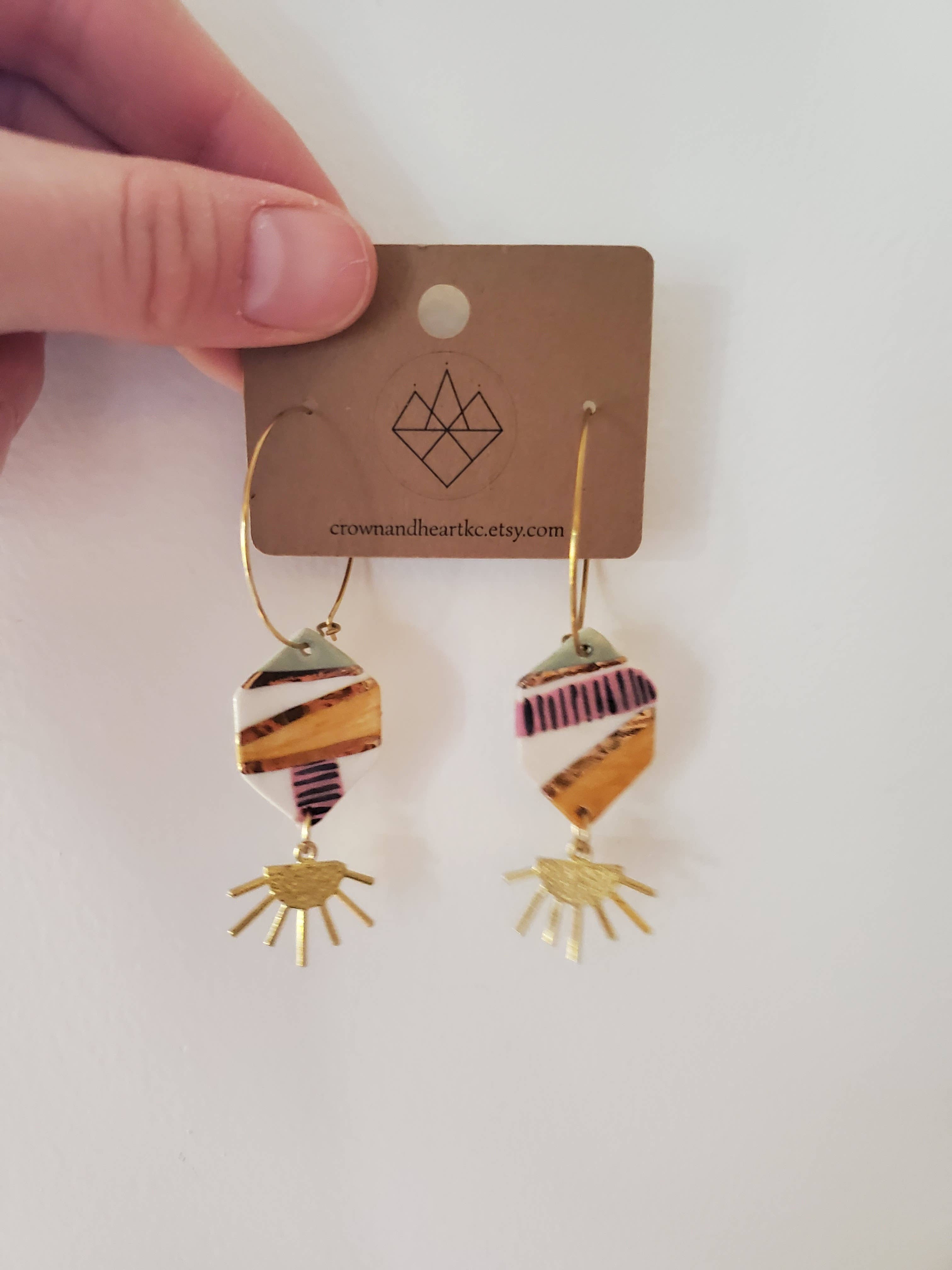 Crown & Heart - Vendita all'ingrosso Orecchini pendenti - Orecchini a Cerchio Sunburst6