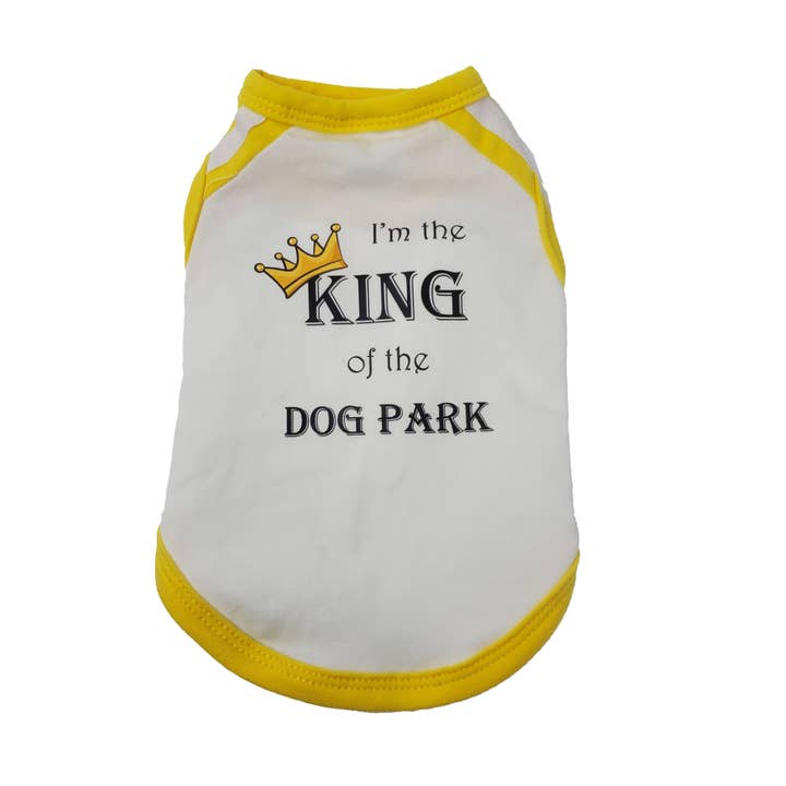 Débardeur pour chien Park Attitude I'm the King of the Dog pour la vente par Barker's Bowtique