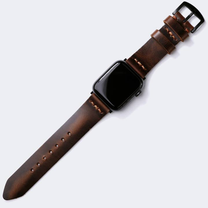 Bracelet en cuir pour Apple Watch - Brun antique pour la vente par Roarcraft
