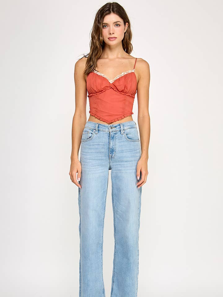 Kanten afwerking crop top voor wholesale door Spring Haze Inc.