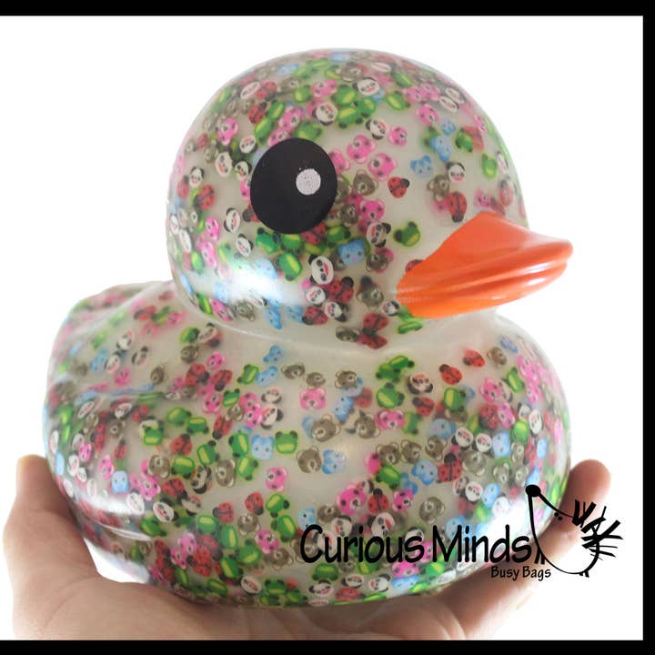 Curious Minds Toys – Großhandel Badespielzeug – Baby – Gummienten mit Konfetti-Muster im Jumbo-Tierdesign, Rubber Duckie, 1 Stück