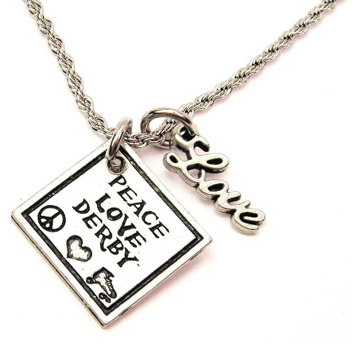 Peace Love Derby Collier corde 20" Avec Accent Amour Sports pour la vente par Chubby Chico Charms