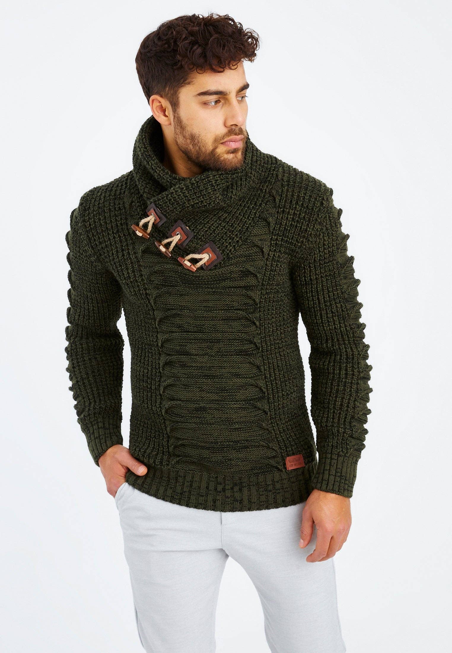 Leif Nelson GmbH - Wholesale Knit Sweater - Men's - Men's Knit Sweater Chunky Knit Shawl Collar LN-557520