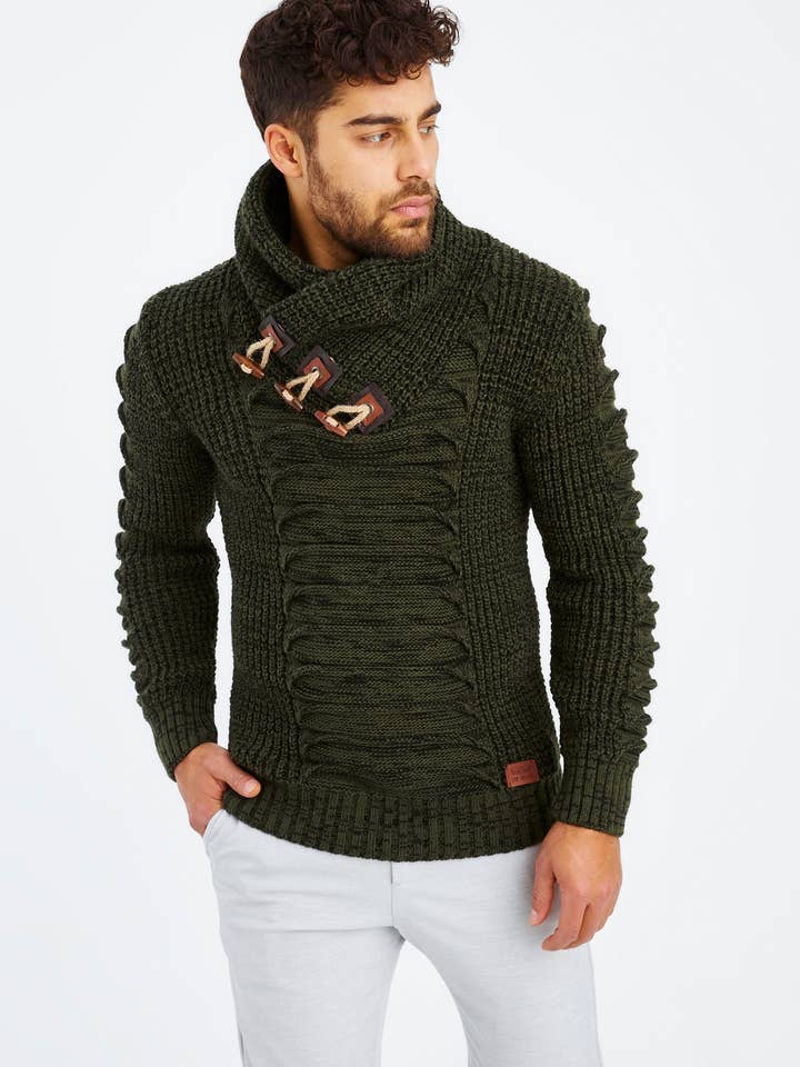 Leif Nelson GmbH - Wholesale Knit Sweater - Men's - Men's Knit Sweater Chunky Knit Shawl Collar LN-557520