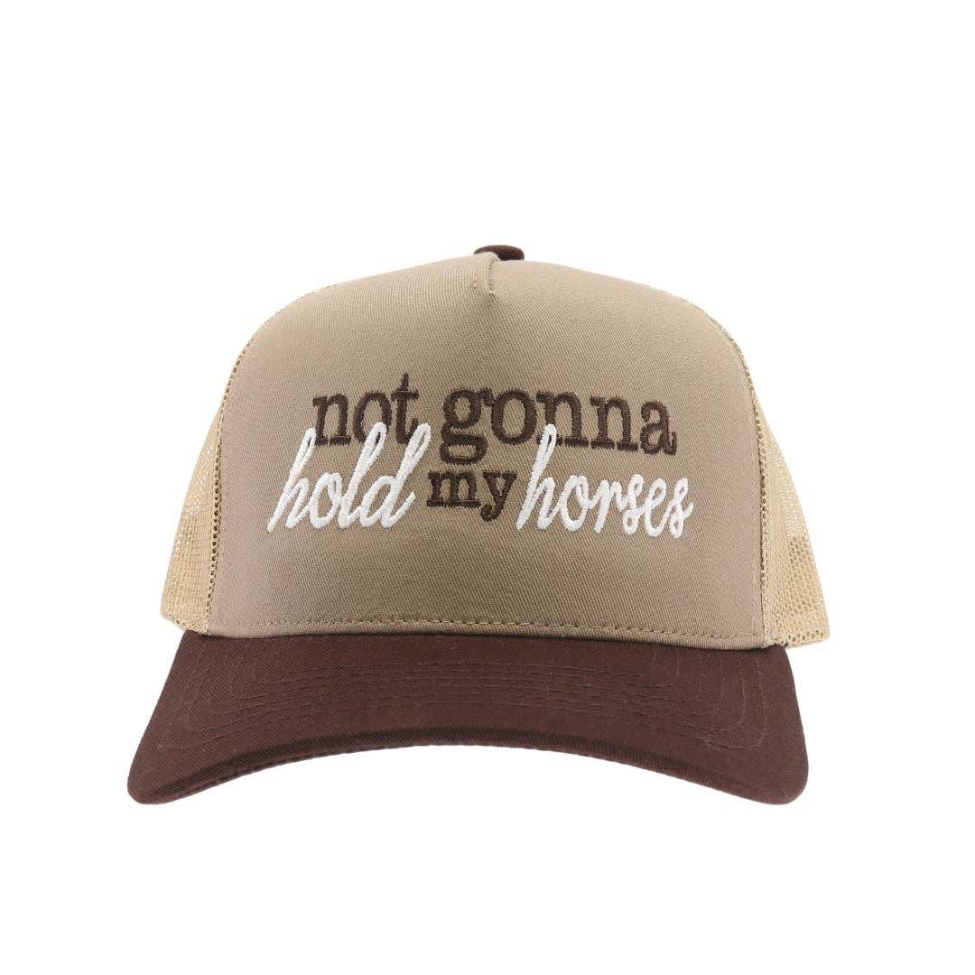 Brown Hold Horses Embroidered Trucker Hat for wholesale on Faire2