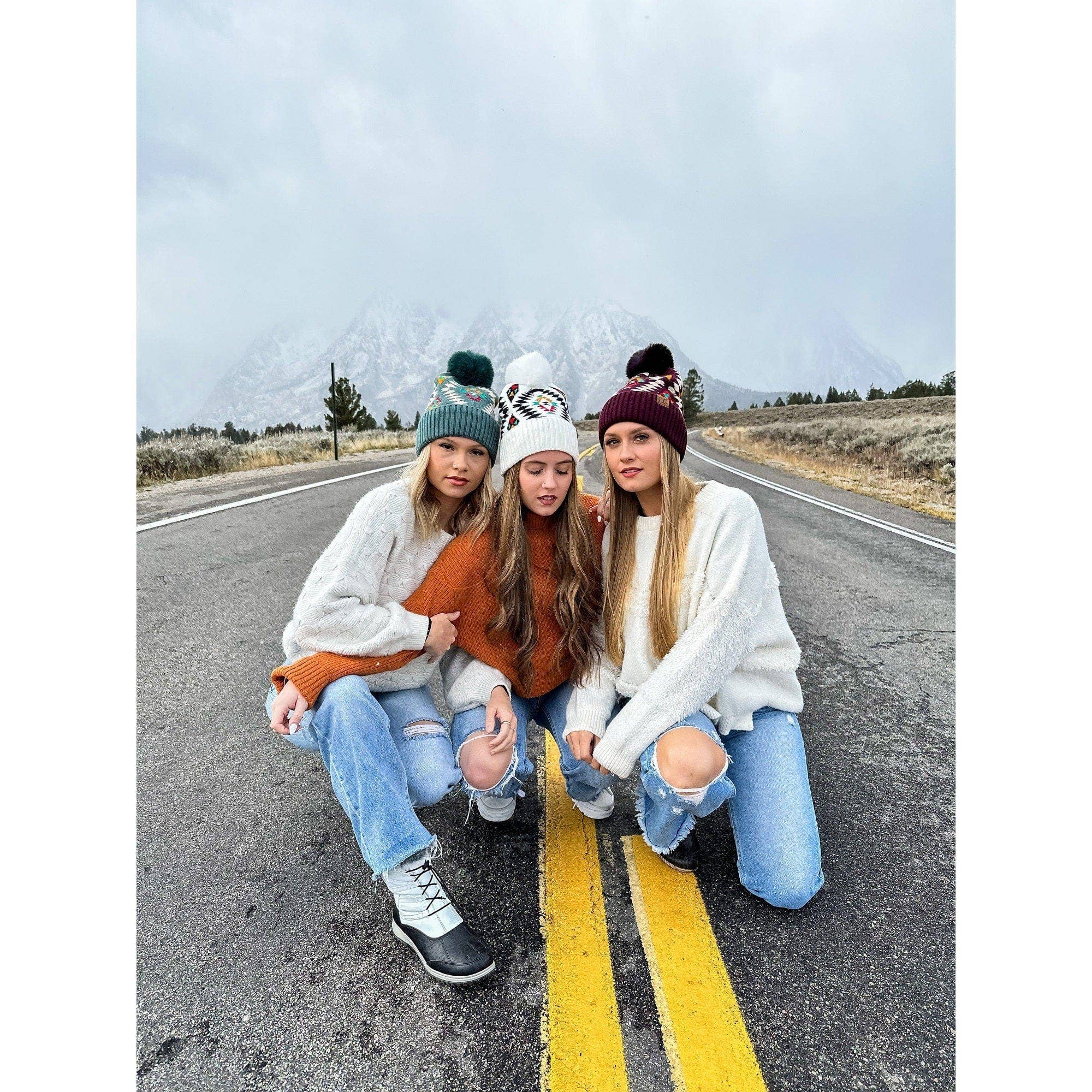 MiMi Wholesale - Wholesale Beanie - Women's - HAT3001 Elena Aztec Pattern Pom Beanie5