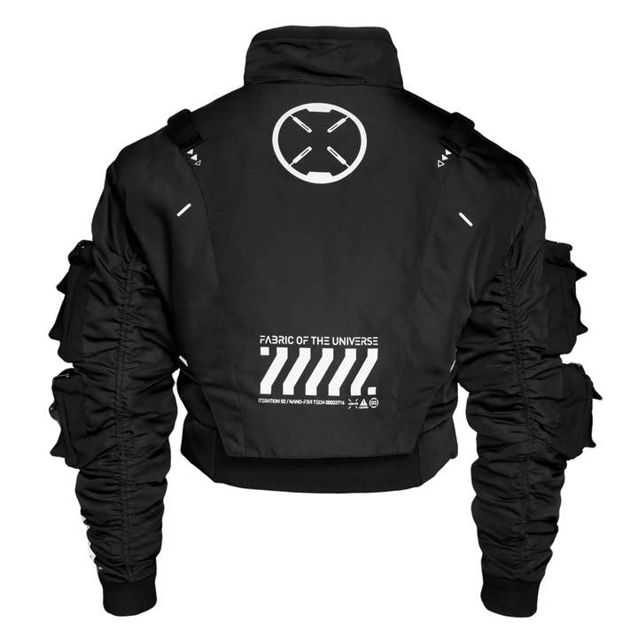 CRB-004 Black Crop Bomber Jacket for wholesale by Fabric of the Universe