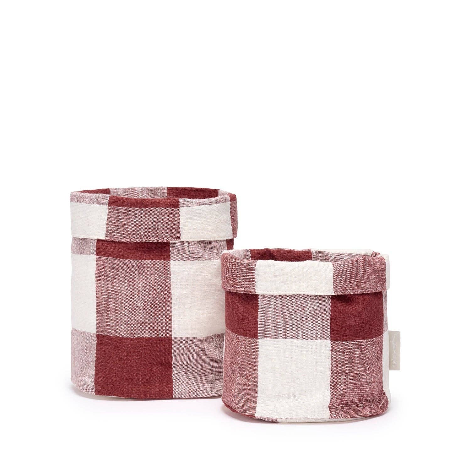 Sophie Allport – wholesale Bread box – Rustic Red Gingham Linen Bread Baskets (Set of 2)2