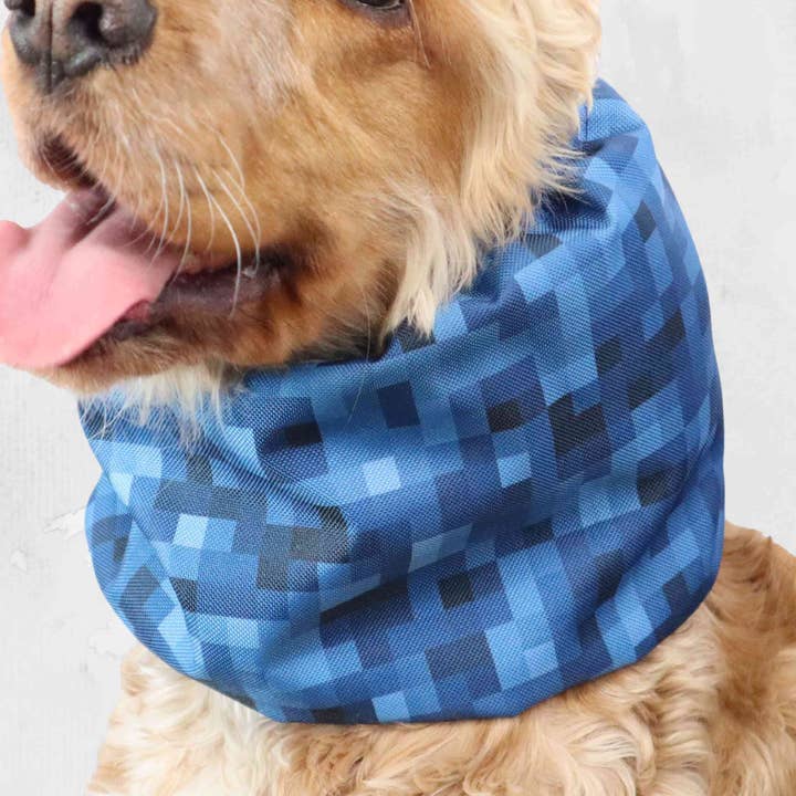 Snood pour chien imperméable | Pixels bleus pour la vente par Distinguish Me