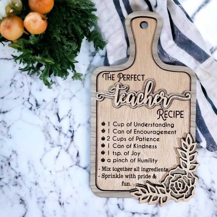 Recipe for the Perfect Teacher, Board for wholesale by Kaci's Kreations
