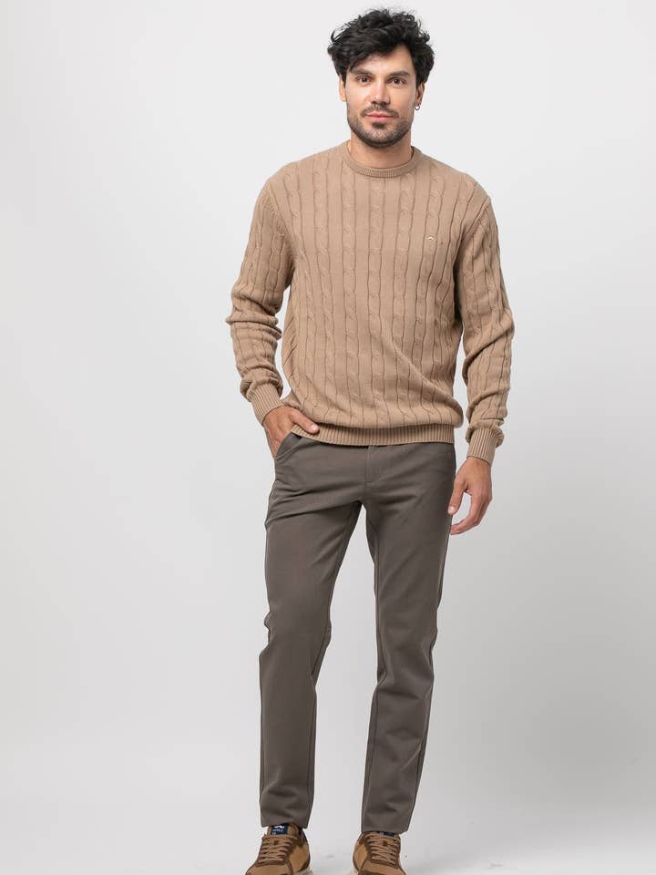 Ronde hals katoenen trui zonder cirkel voor wholesale door Núñez de Arenas