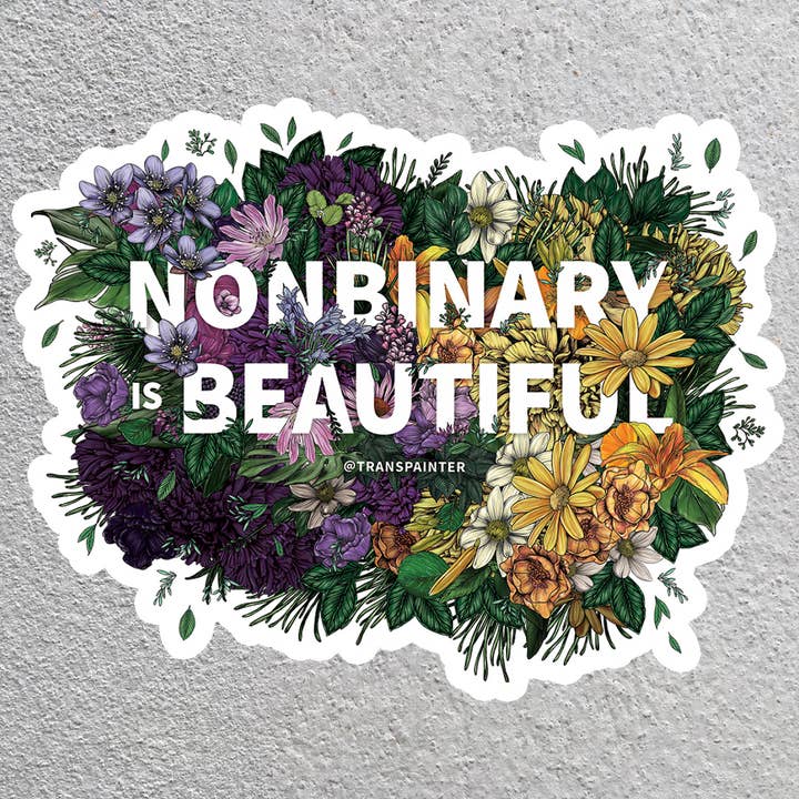 Transpainter - Wholesale Sticker - Nonbinary is Beautiful Bumper Sticker | Nonbinary LGBTQ Gift5