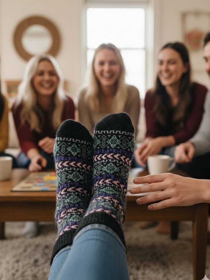 Lanart Alpaca - Wholesale Socks – Unisex - Frida Blue Unisex Baby Alpaca Art Socks1