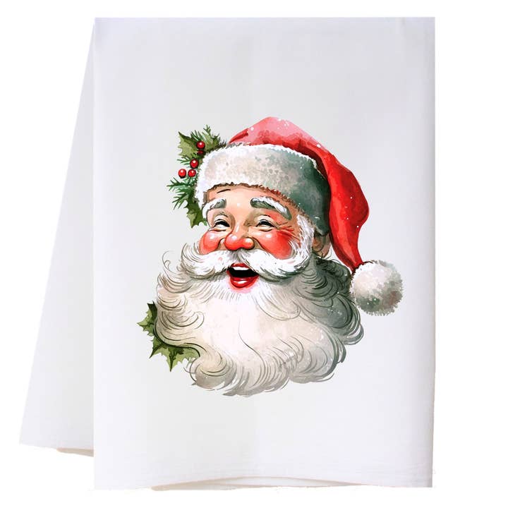 Laughing Santa Kitchen Towel for wholesale by Cora & Pate