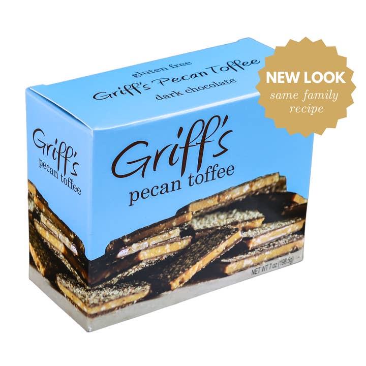 Griff's Pecan Toffee - 7oz Dark Chocolate Toffee for wholesale by Griff's Toffee