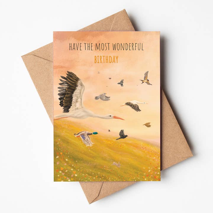 Have the Most Wonderful Birthday Birds Greeting Card for wholesale by Jo Couch
