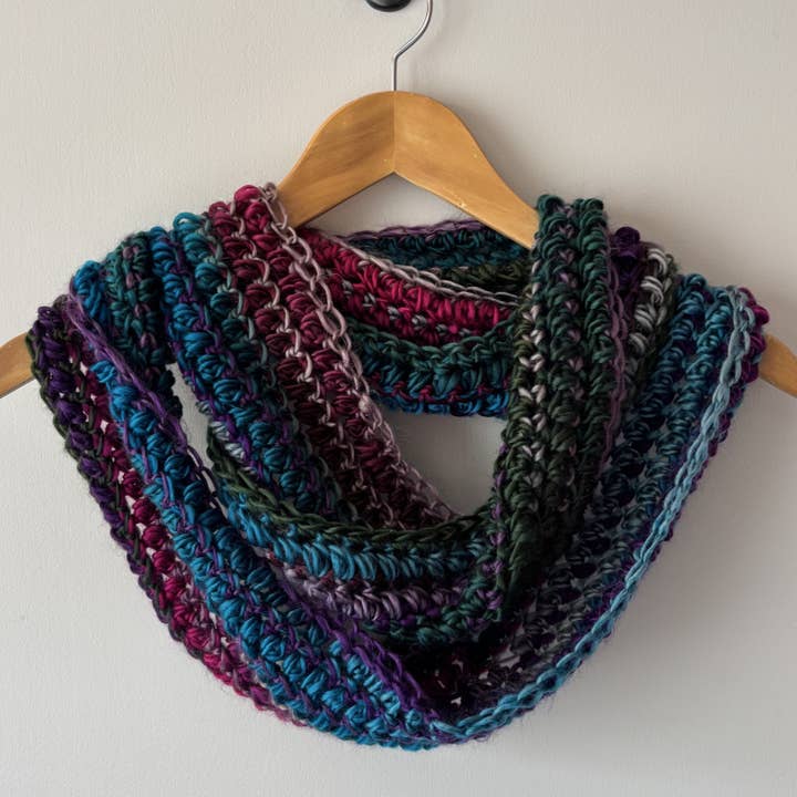 Blue & Green Variegated Handmade Infinity Scarf for wholesale by QuietJoy