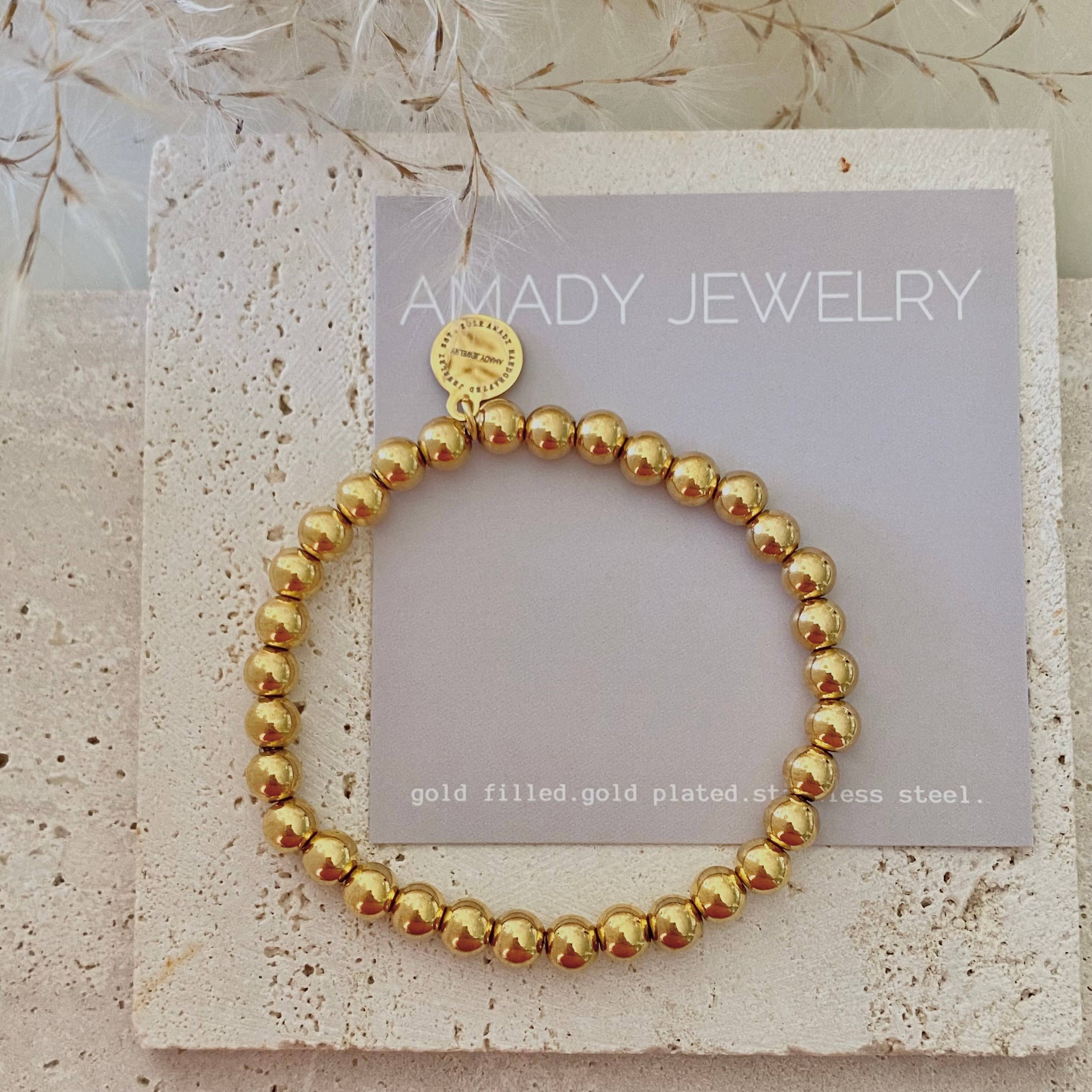 Amady Jewelry - Wholesale Beaded Bracelet - Gold Beaded Bracelet 18k gold plated stainless steel beads9