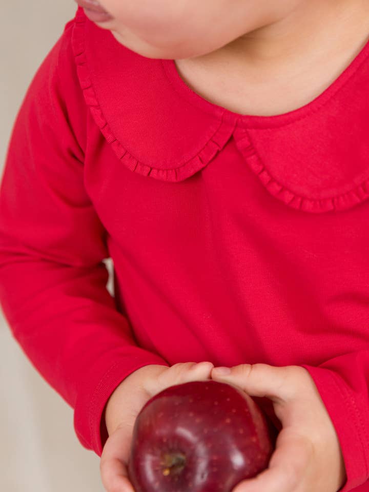 Girls Red Ruffle Peter Pan Collar Long Sleeve Knit Top
for wholesale on Faire4