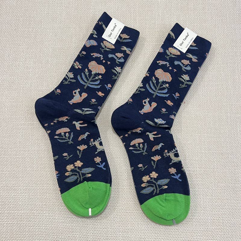 Tourtiwi - Wholesale Socks - Unisex - Oil painting style animal flower print socks5