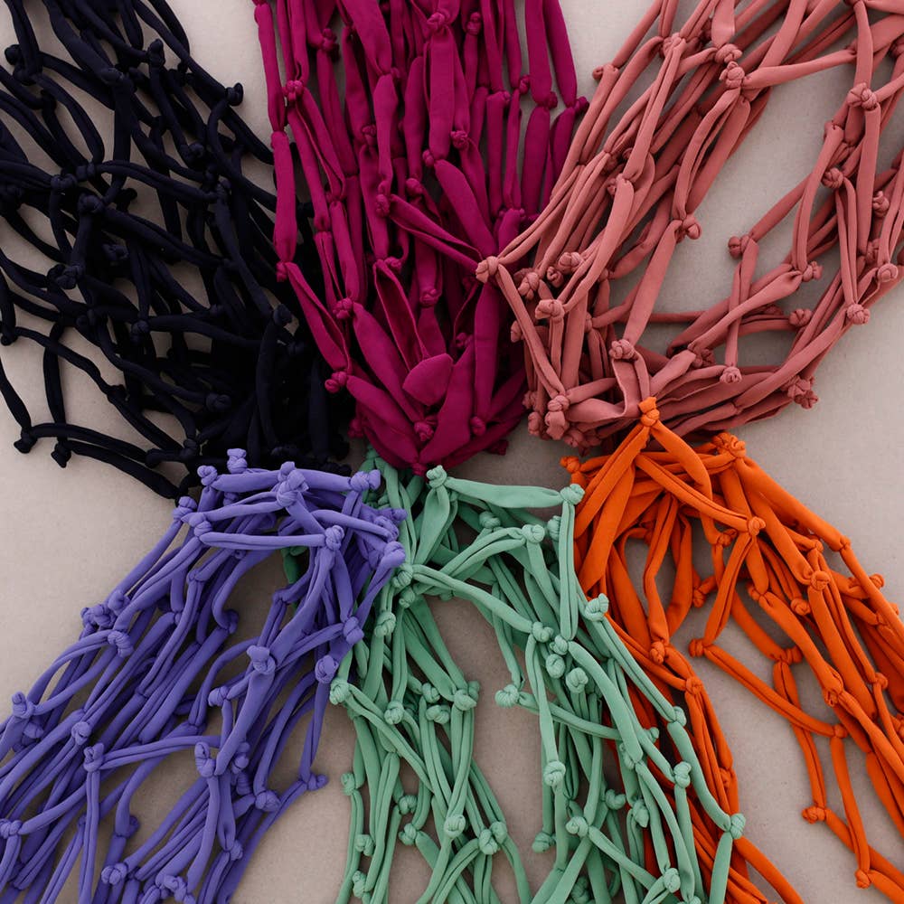 Sonata - Vente Bijoux à boutons pression - Collier ras-du-cou en tissu noué6