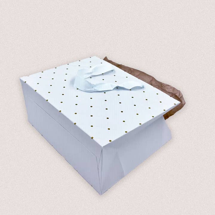 ByHome - Wholesale Gift Bag - 12pcs, 2 size light blue dot wavy surface gift bag w/ tissue
