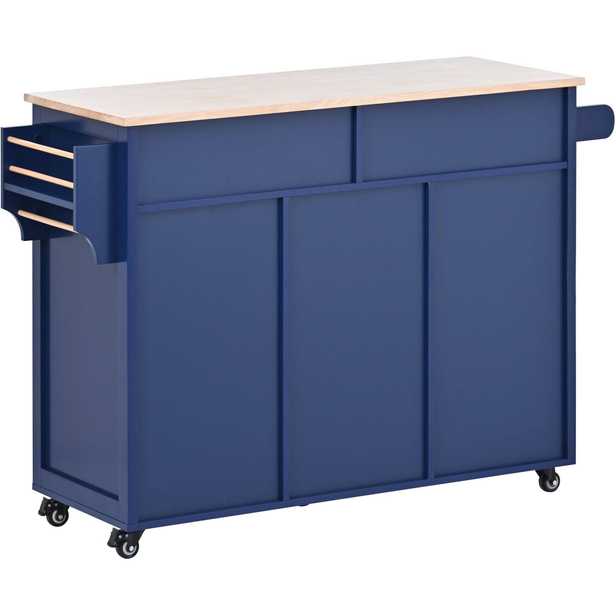39F Inc. - Wholesale Kitchen Storage/Organizer - 53" Dark Blue Kitchen Island Cart with 8 Drawers & Wood 13
