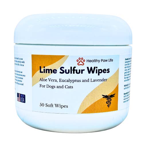 De kalkzwaveldoekjes van Healthy Paw Life - verlichting voor jeuk, krassen en roodheid - doordrenkt met kalkzwavel, aloë en etherische oliën - huidverzorgingsoplossing voor huisdieren (50 ct, 2" huidverzachtende doekjes) voor wholesale door Healthy Paw Life