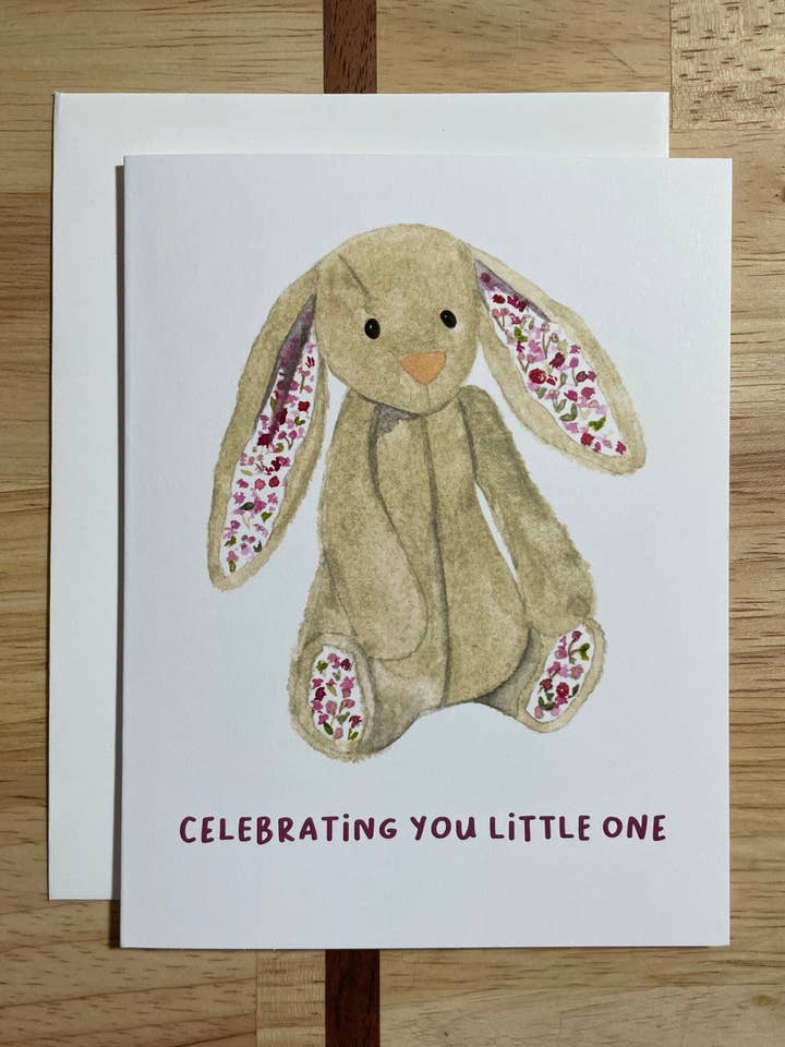 Celebrating You Little One - Watercolor Greeting Card for wholesale by Kristin Schmidt Artist