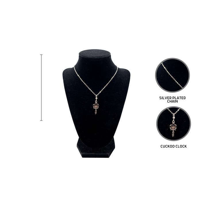 European Heritage Gifts - Wholesale Pendant/Charm Necklace - German Cuckoo Clock Pendant Necklace Silver Plated Chain